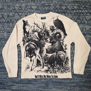 Pleasures Cream Animals Graphic Long Sleeve Shirt